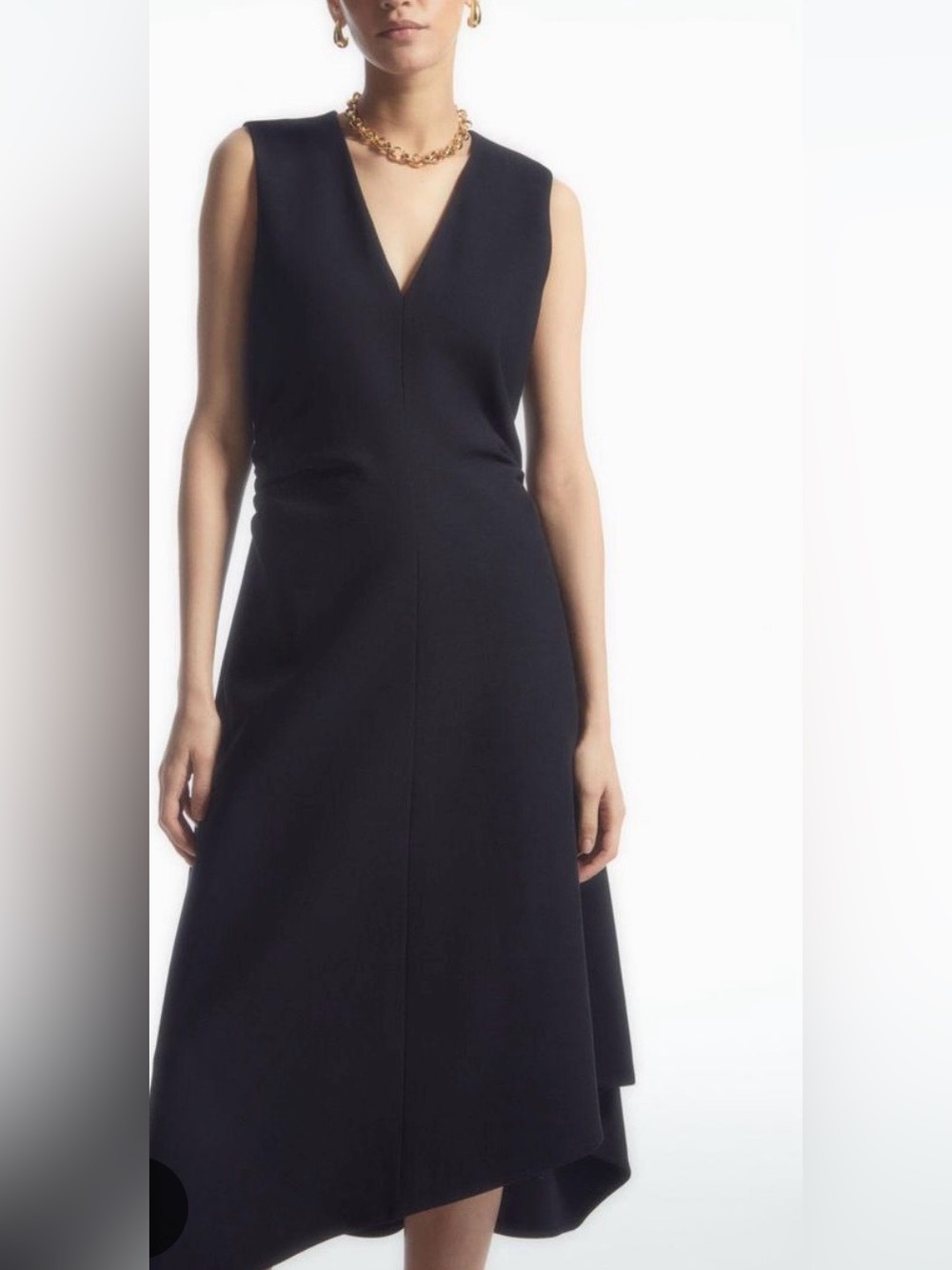 COS Black Asymmetric Midi Dress